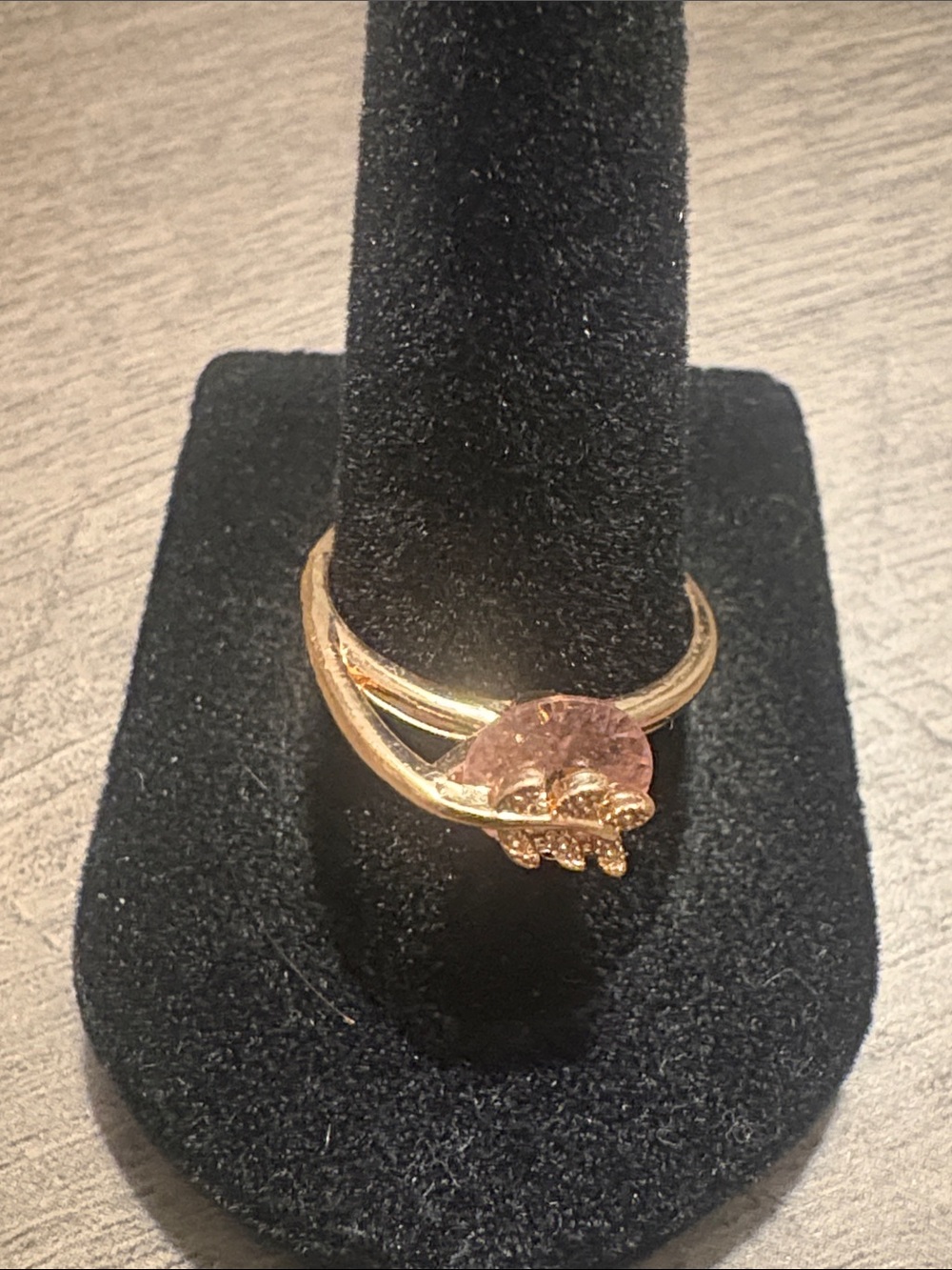 Gold Tone Pink Stone Women's Ring